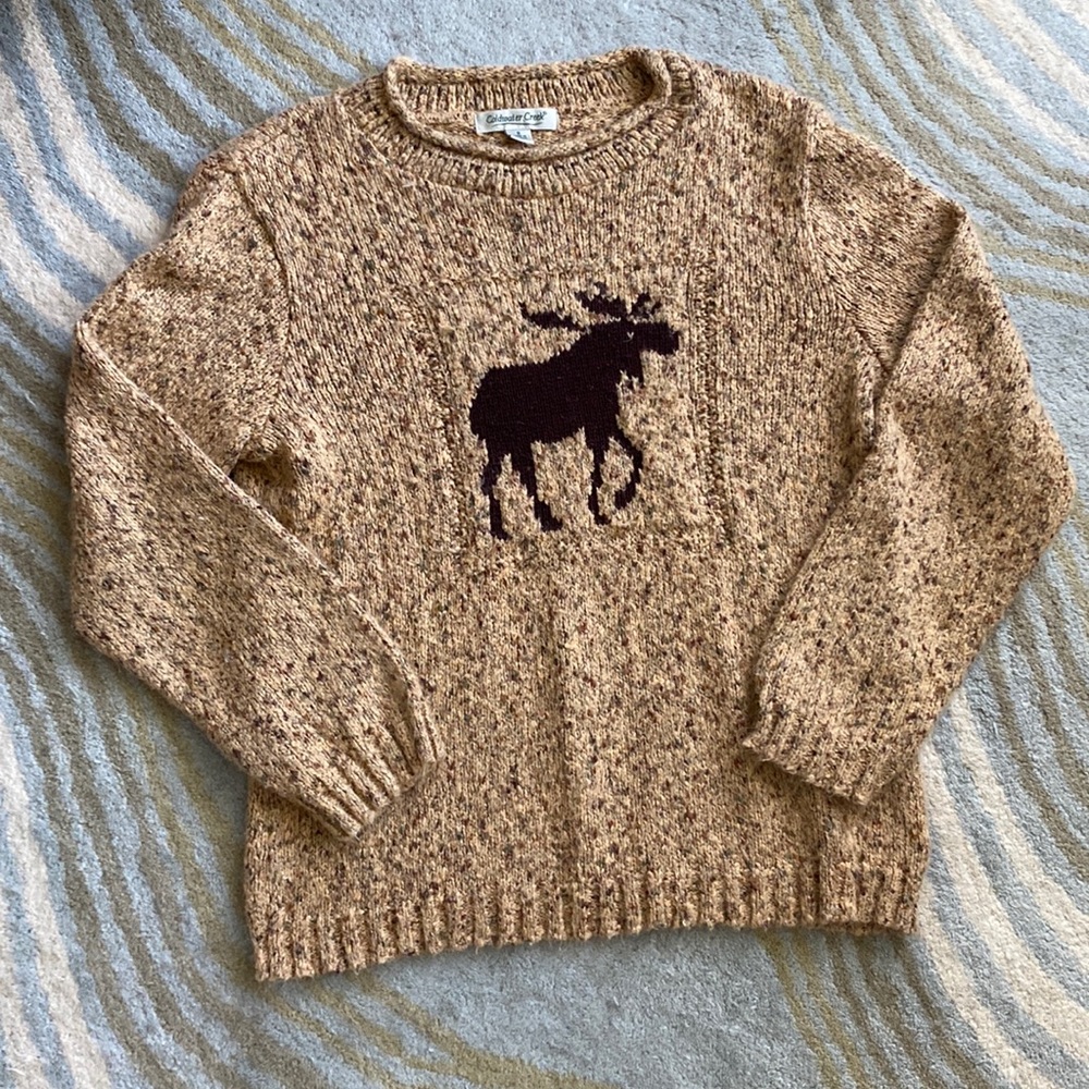 Vintage Coldwater Creek Marled Tan Brown Moose 90s Y2K Relaxed Sweater Small